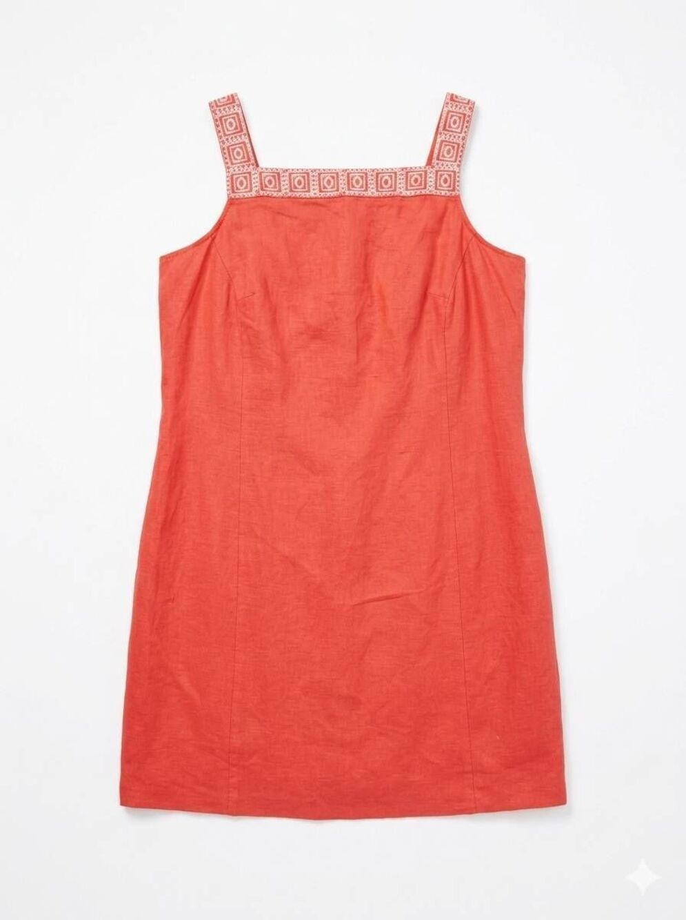 🔹️Kim Rogers Orange Linen Blend Beaded Neck Sleeveless Dress Size 16